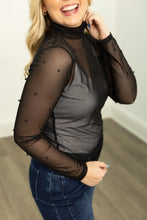 Load image into Gallery viewer, MESH TOP WITH PEARL DETAIL - BLACK
