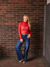 Load image into Gallery viewer, MESH TOP WITH PEARL DETAIL - RED
