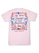 Load image into Gallery viewer, SIMPLY SOUTHERN JESUS AND AMERICA TEE
