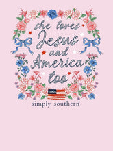 Load image into Gallery viewer, SIMPLY SOUTHERN JESUS AND AMERICA TEE

