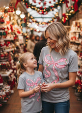Load image into Gallery viewer, SANTA RIBBON BOW TEE
