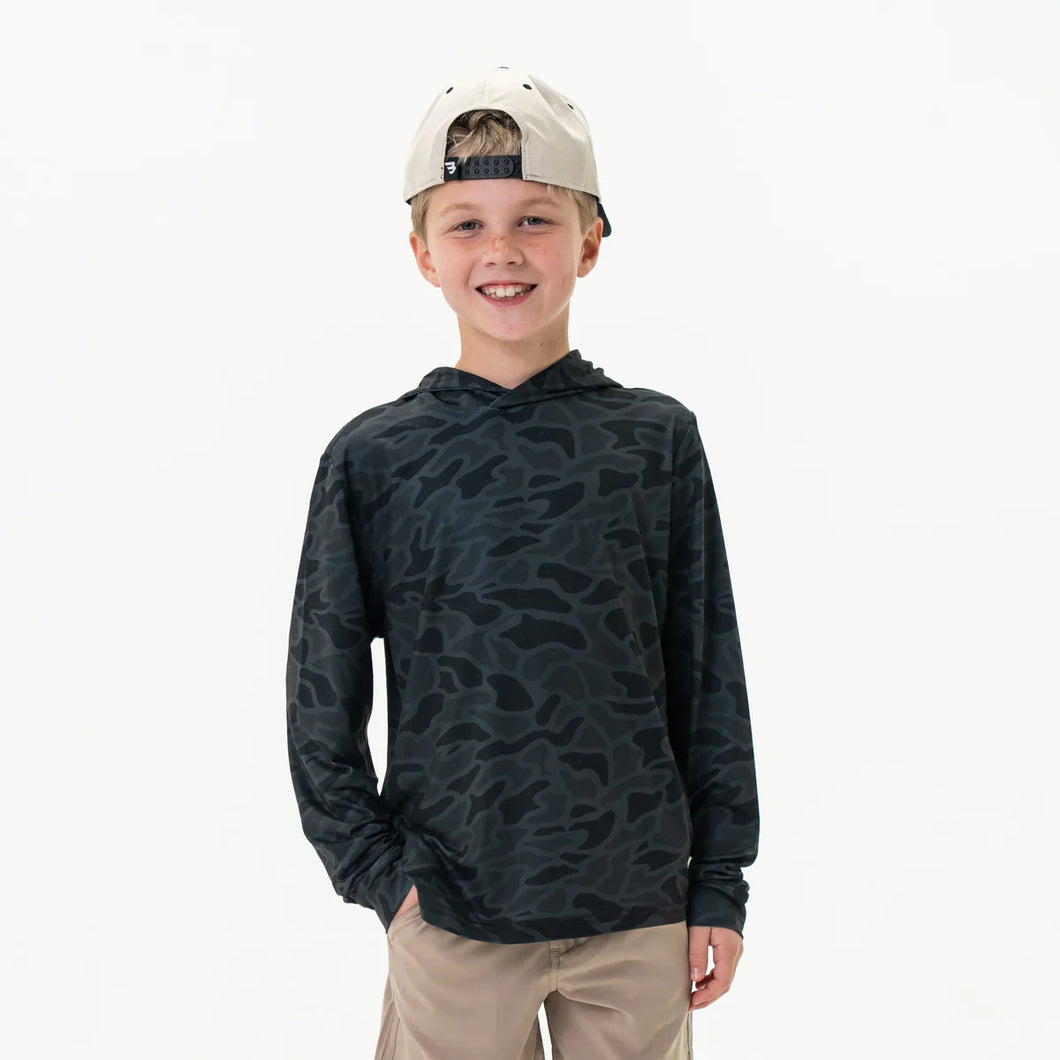 BURLEBO YOUTH PERFORMANCE HOODIE - BLACK CAMO