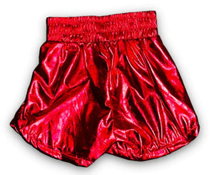 METALLIC KID SHORTS - RED