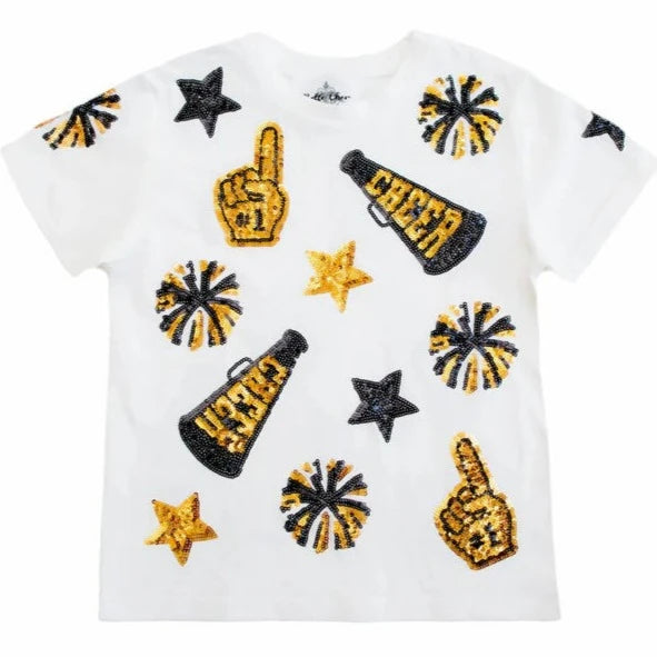 KIDS CHEER SHIRT -  BLACK & GOLD