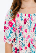 Load image into Gallery viewer, DOTS &amp; DAISIES SMOCKED RUFFLE DRESS
