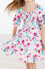 Load image into Gallery viewer, DOTS &amp; DAISIES SMOCKED RUFFLE DRESS
