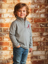 Load image into Gallery viewer, ALABAMA®  BOY'S GREY STRIPE QUARTER ZIP
