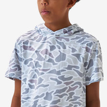 Load image into Gallery viewer, BURLEBO YOUTH SS PERFORMANCE HOODIE - WHITE CAMO
