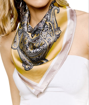 PAISLEY & BORDER PRINT SILKY SCARF
