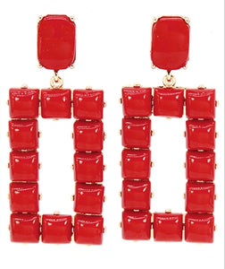 RECTANGLE ACRYLIC BEAD EARRINGS