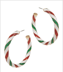 WISTED CHRISTMAS COLOR ENAMEL HOOPS