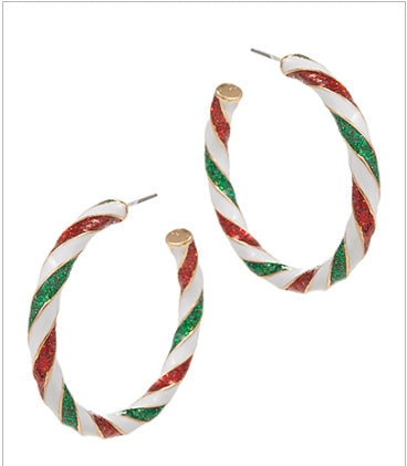 WISTED CHRISTMAS COLOR ENAMEL HOOPS