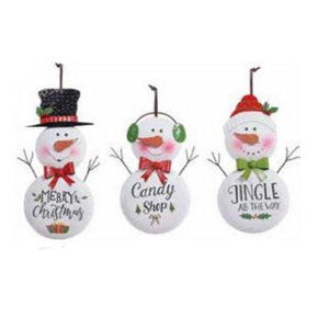 METAL WORD SNOWMAN ORNAMENT