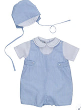 Load image into Gallery viewer, BLUE CHECK ROMPER W/HAT
