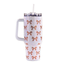 Load image into Gallery viewer, GOLD BOW WHITE SEQUIN TUMBLER 30oz.
