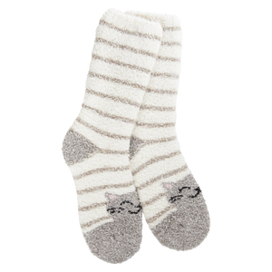 CAT STRIPE COZY CREW- WORLD'S SOFTEST SOCKS