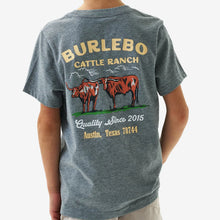 Load image into Gallery viewer, BURLEBO YOUTH CATTLE RANCH TEE - DARK HEATHER GREY
