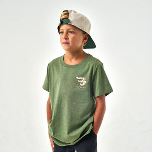 BURLEBO YOUTH MALLARD CAMO DOG TEE - HEATHER OLIVE