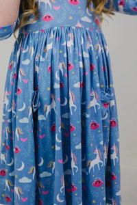 BLUE MOON POCKET TWIRL DRESS