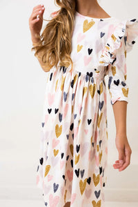 I HEART YOU RUFFLE TWIRL DRESS