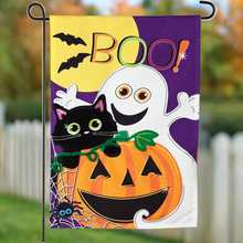 Load image into Gallery viewer, HALLOWEEN BOO GARDEN LINEN FLAG
