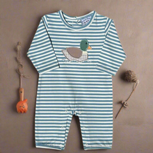 Load image into Gallery viewer, DUCK APPLIQUE BOYS ROMPER
