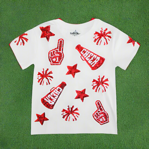 KIDS CHEER SHIRT - RED & WHITE