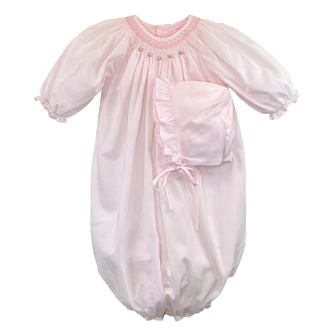 ELLIE SMOCKED PINK CONVERTIBLE ROMPER