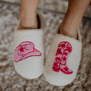 BOOT & COWGIRL HAT SLIPPERS