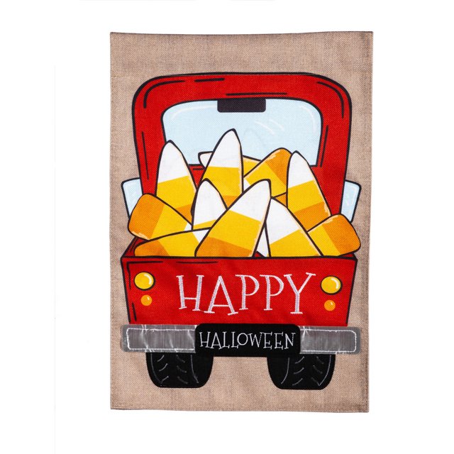 CANDY CORN TRUCK HOUSE BURLAP