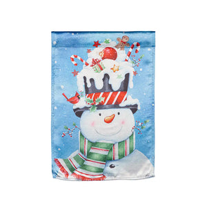 CHRISTMAS SNOWMAN LUSTRE GARDEN FLAG