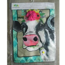 Load image into Gallery viewer, FLORAL CROWNED COW GARDEN FLAG
