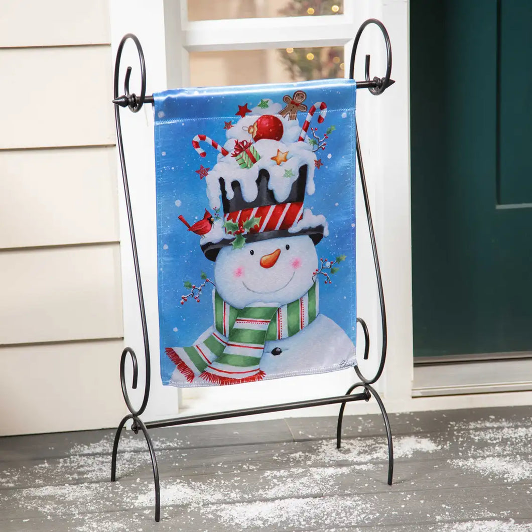 CHRISTMAS SNOWMAN LUSTRE GARDEN FLAG