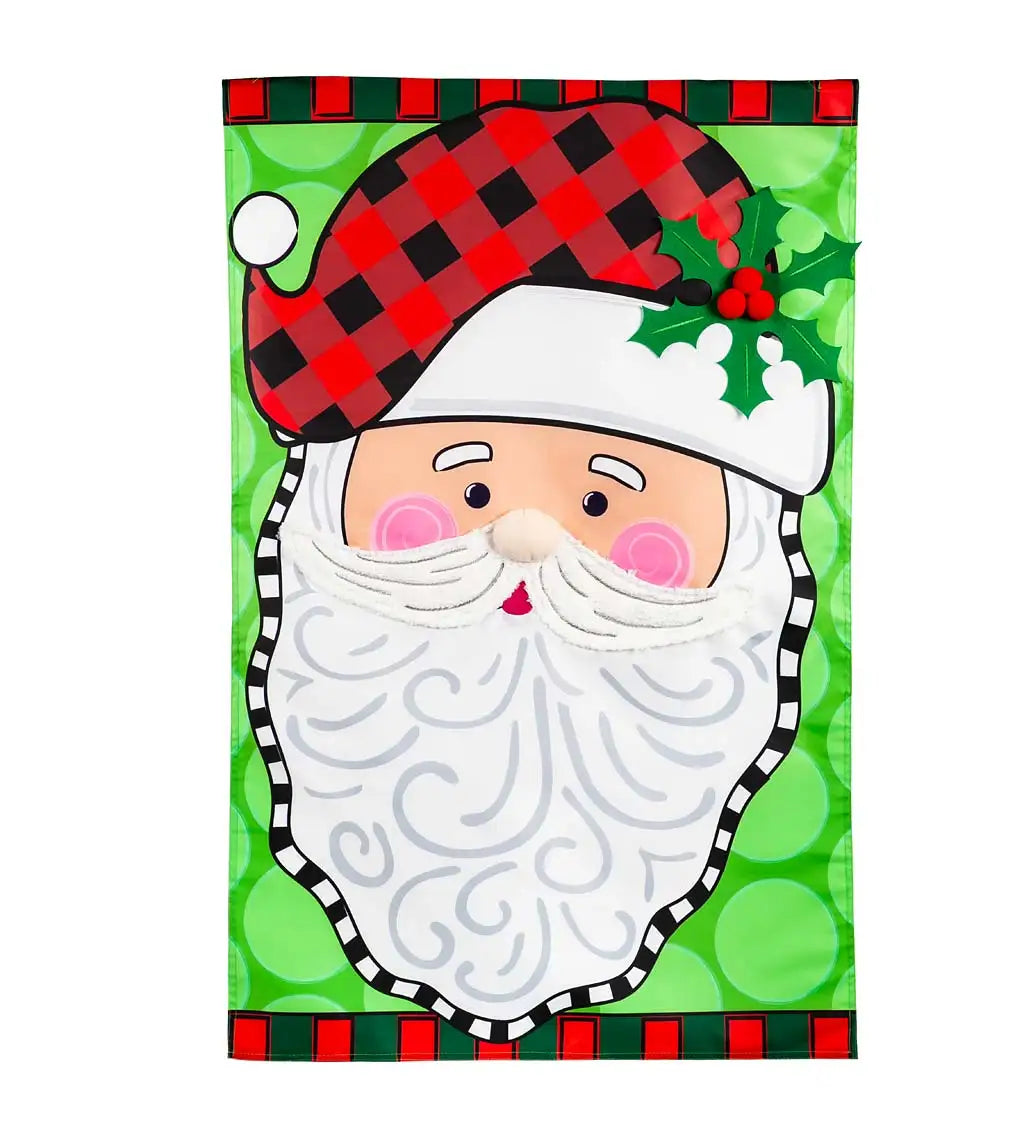 SANTA CLAUS WITH HOLLY - HOUSE FLAG