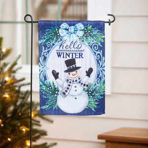 WINTER SNOWMAN SUEDE GARDEN FLAG