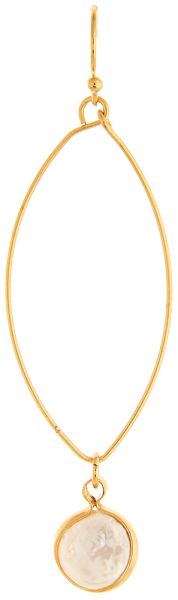Gold White Pearl Ellipse Earring
