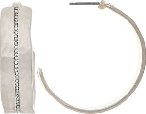 Matte S Crystal Stripe Hoop Earring