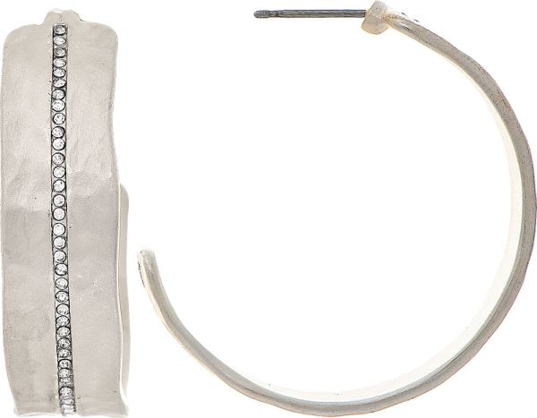 Matte S Crystal Stripe Hoop Earring