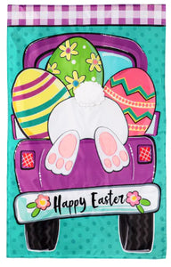 EASTER TRUCK BUNNY BOTTOM HOUSE APPLIQUE FLAG