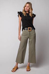 FADED OLIVE TWILL CROPPED  PANTS
