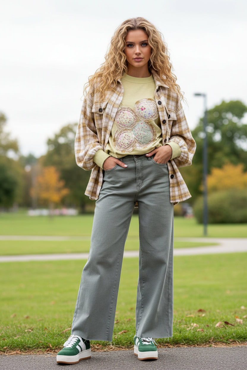 DENIM DREAM WIDE-LEG ASH OLIVE