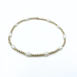 PETITE PATTERNED RICE PEARLS BRACELET 14K GOLD-FILLED BEADS