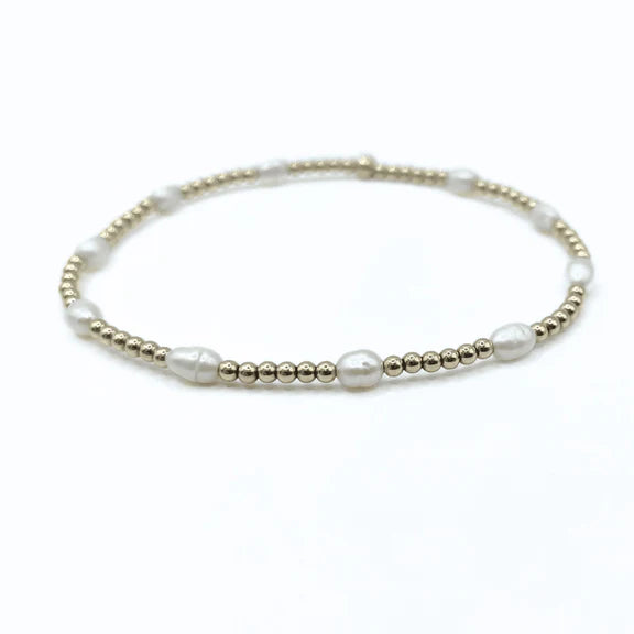 PETITE PATTERNED RICE PEARLS BRACELET 14K GOLD-FILLED BEADS