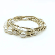 Load image into Gallery viewer, PETITE PATTERNED RICE PEARLS BRACELET 14K GOLD-FILLED BEADS
