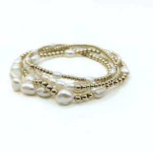 PETITE PATTERNED RICE PEARLS BRACELET 14K GOLD-FILLED BEADS