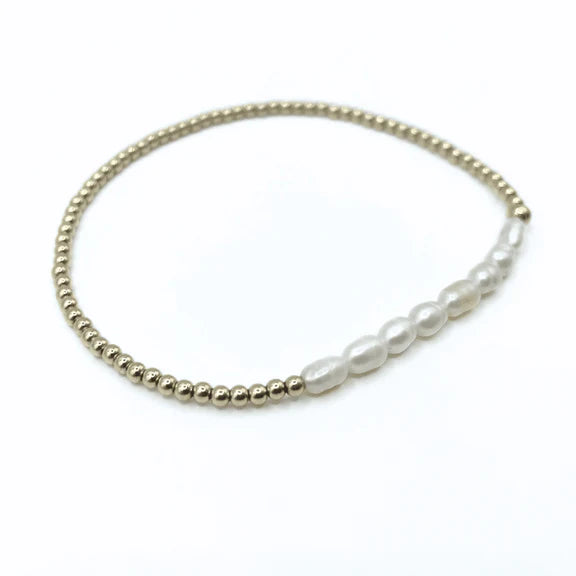 PETITE ROW RICE PEARLS BRACELET 14K GOLD-FILLED BEADS