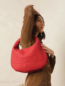 VALENTINA WOVEN HOBO Cherry Red