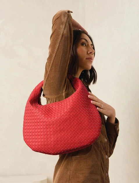 VALENTINA WOVEN HOBO Cherry Red