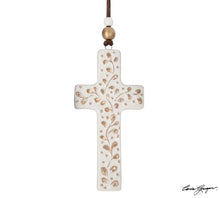 Load image into Gallery viewer, IVY CROSS CERAMIC ORNAMENT
