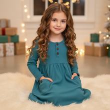 Load image into Gallery viewer, MILA TEAL RIBBED DRESS
